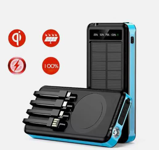 Solar Power Bank With Built-In Cable